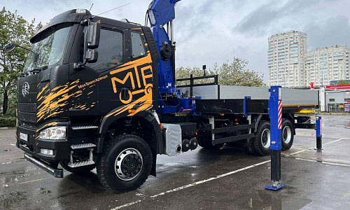 Манипулятор FAW J6, КМУ HIAB 190TM-6 стрела 8 тонн, борт 27 тонн